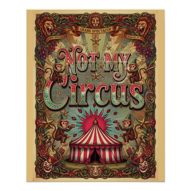 Póster Não é Meu Circo! Design de Poster Tema Carnaval (Frente)