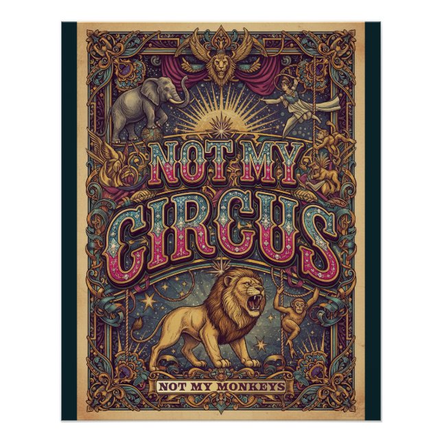 Póster Não é Meu Circo – Leões & Elefantes Design de Post (Frente)