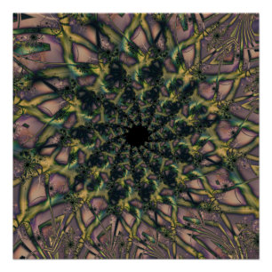 Póster Não Enviando   Arte Fractal Rosa e Amarela