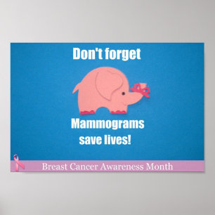 Poster Não esqueça, mamogramas salvar vidas!