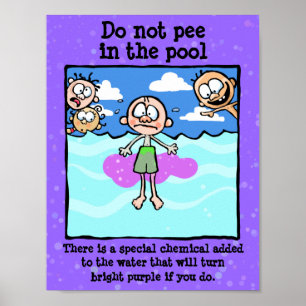 Póster NÃO FAÇA XIXI na piscina! A vergonha é bom