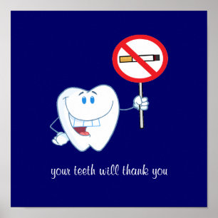 Póster Não fumadores - seus dentes agradecer-lhe-ão