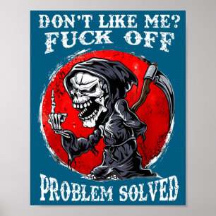 Poster Não Gosta Desligado Problema Resolvido Caveira