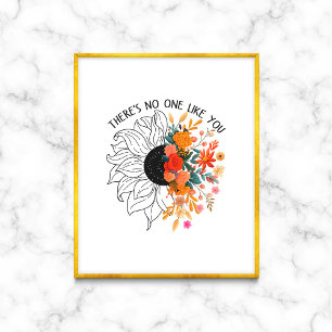 Poster Não há ninguém como você saúde mental floral