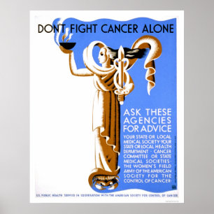 Poster Não lute o cancer apenas WPA 1938