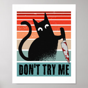 Poster Não me tente, Moody Cat com convite à faca