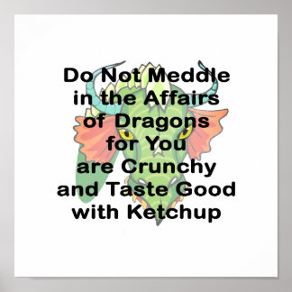Póster Não meditar a cabeça do dragão preto