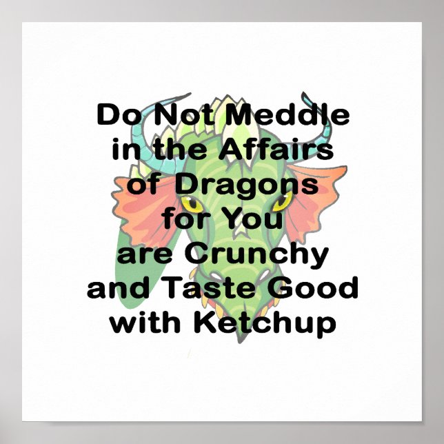 Póster Não meditar a cabeça do dragão preto (Frente)