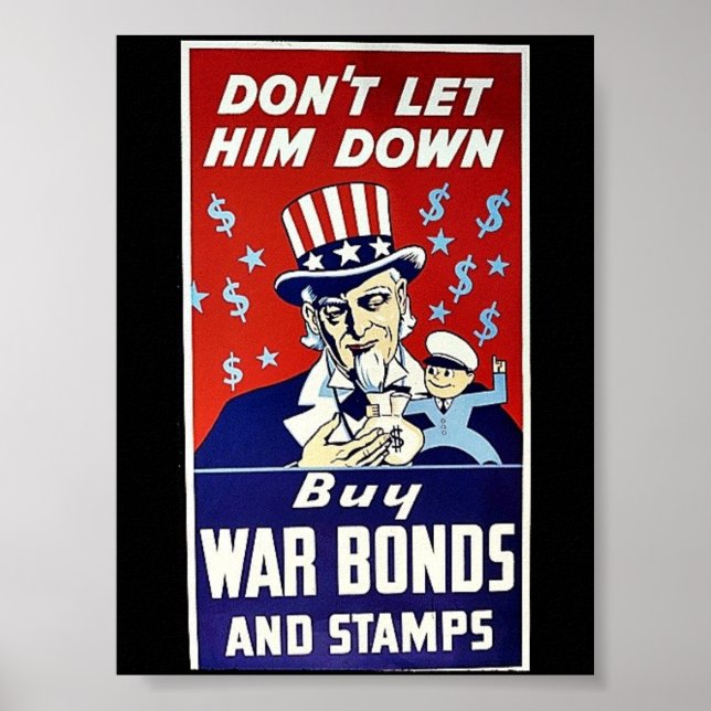 Póster Não o deixes cair, Comprares de guerra e selos (Frente)