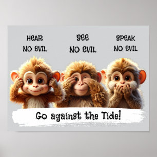 Poster Não ouça mau não veja nenhum mau não fale sem Mau