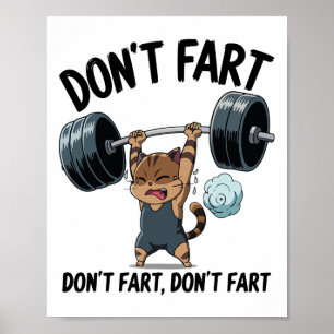 Poster Não Peide de Forma Engraçada Ginásio Fitness Gato