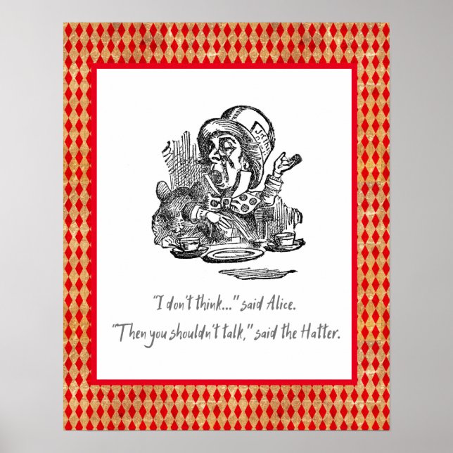 Poster Não pense em Alice Mad Hatter Cotação (Frente)