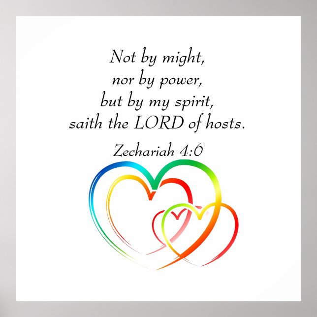 Poster Não por Might - Zechariah 4:6 (Frente)
