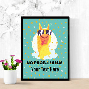 Poster Não-Prob-Llama Engraçado Llama com Estrelas
