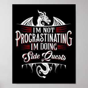 Poster Não Procrastinando Missões Laterais Divertido Joga