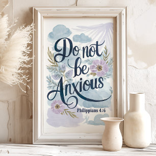 Poster Não Se Inquiete: Filipenses 4:6 Arte em Aquarela