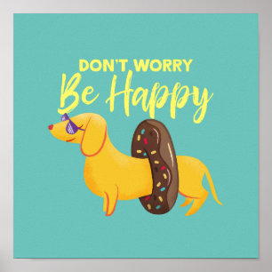 Poster Não se preocupe com a ilustração feliz da cita