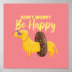 Poster Não se preocupe com a ilustração feliz da cita