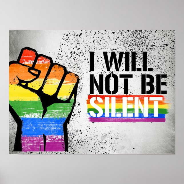 Póster Não serei Silencioso - - Direitos LGBTQ - (Frente)