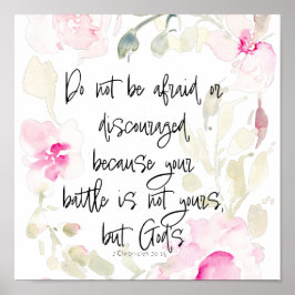Poster Não tenha medo - 2 Chron 20v15 aquarela floral