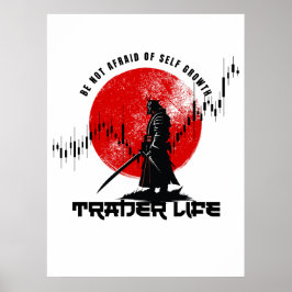 Poster Não tenha medo | Motivação de Trader | Samurai