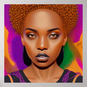 Poster Não toques no meu cabelo preto Melanina afro Rainh