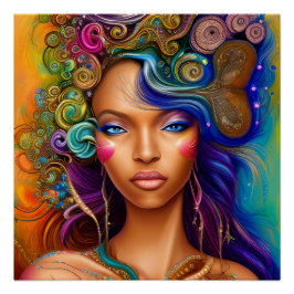 Póster Não toques no meu cabelo preto Melanina afro Rainh