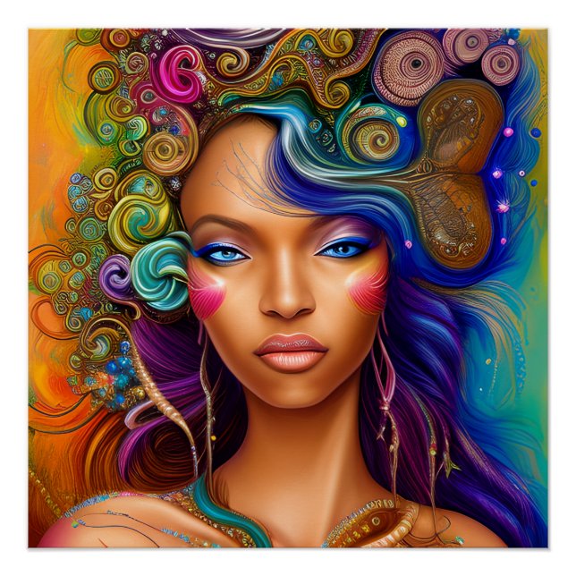 Póster Não toques no meu cabelo preto Melanina afro Rainh (Frente)