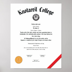 Póster Não um diploma real 11 x 14 da faculdade