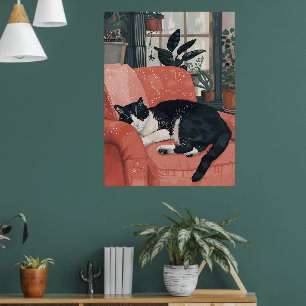 Poster Nap Tropical: Gato Louco na Selva em Casa