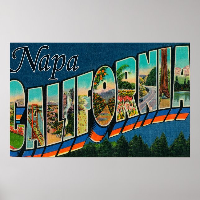 Póster Napa, CaliforniaLarge - Letra ScenesNapa, CA (Frente)