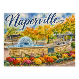 Póster Naperville Illinois Fonte Dandelion Riverwalk
