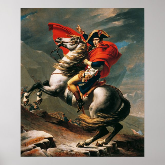 Poster Napoleão atravessa a pintura neoclássica dos Alpes (Frente)