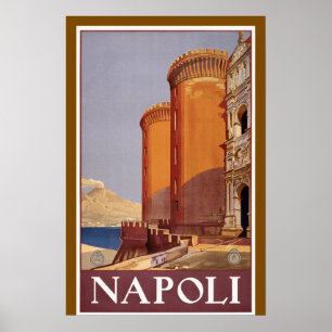Poster Nápoles, Itália Cartaz de Viagem Antigo
