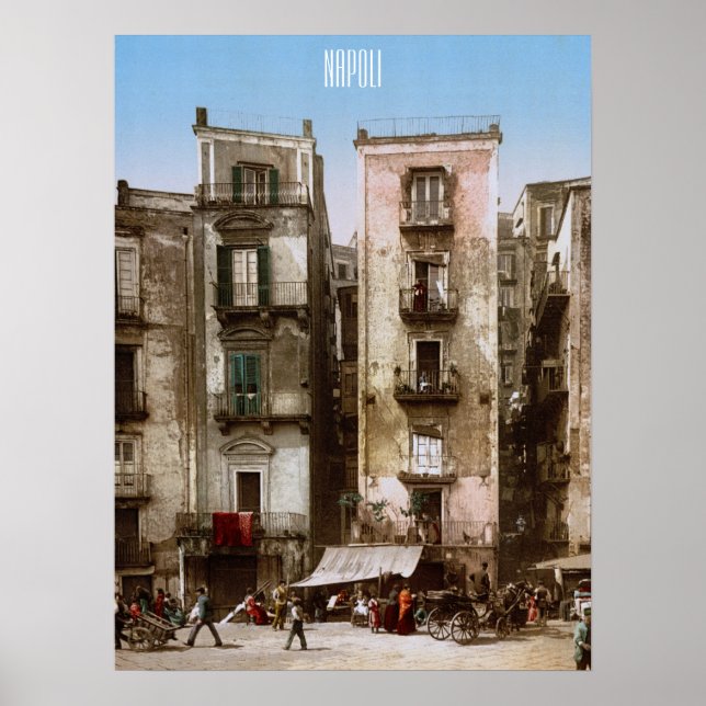 Poster Nápoles, Itália por volta de 1900 (Frente)