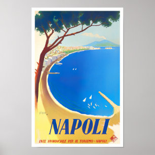 Poster Nápoles Itália viagens vintage
