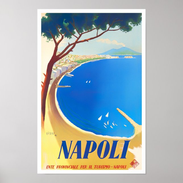 Poster Nápoles Itália viagens vintage (Frente)