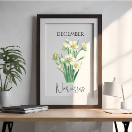 Póster Narciso Floral do Mês de Nascimento de Dezembro