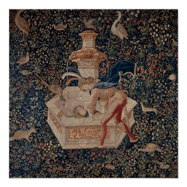 Póster Narciso no Poço, Tapeçaria Medieval (Frente)