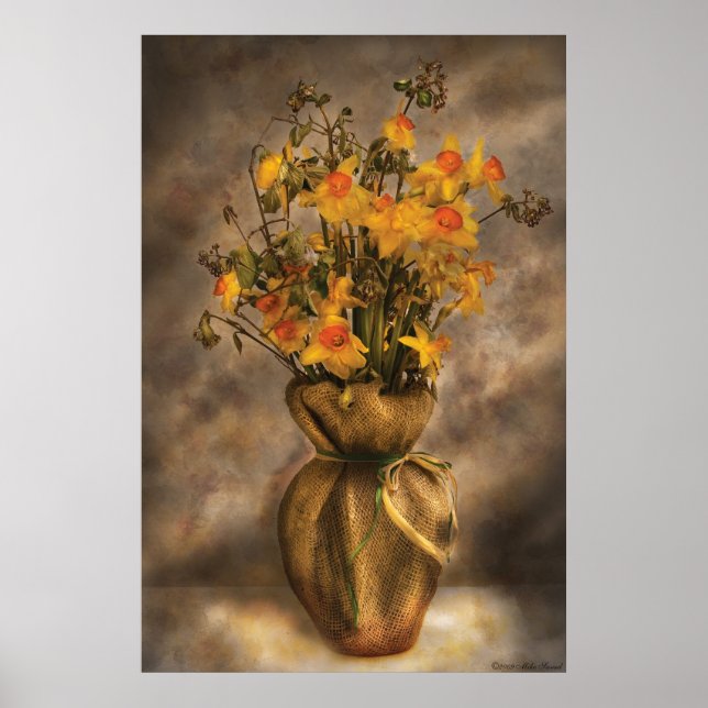 Poster Narcisos em um Vaso de aniagem (Frente)