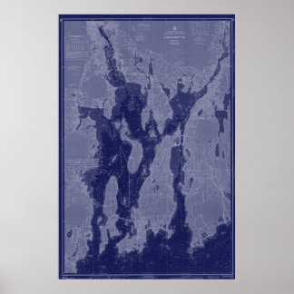 Poster Narragansett Bay Newport Map Náutico Art