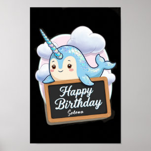 Poster Narwhal segurando chalkboard