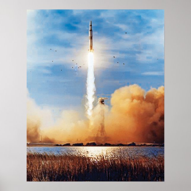 Póster NASA Apollo 8 Rocket Launch Centro Espacial Kenned (Frente)