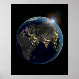 Poster NASA Hemisfério Oriental Terra Dourada e Roxa