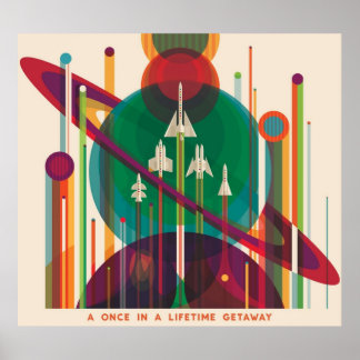 Poster NASA JPL Space Turismo Uma Vez na Vida Getawa