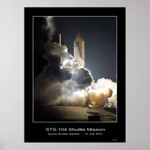 Póster NASA STS-104 do descolagem de Atlantis do vaivém