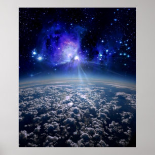 Póster Nasa, terra orbitante, bela terra do espaço