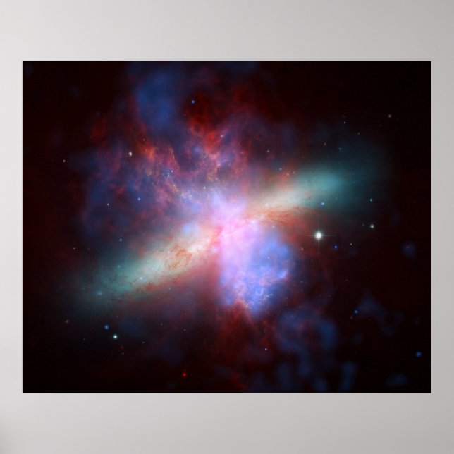 Póster NASA - X-ray-Visible-Infrared Image da M82 (Frente)