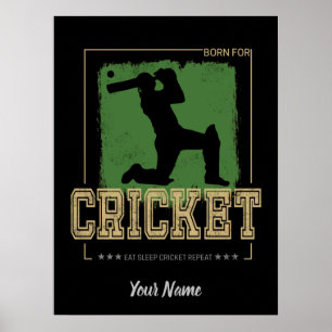 Poster Nascer de Cricket Batsman para Jogador de Jogo e T