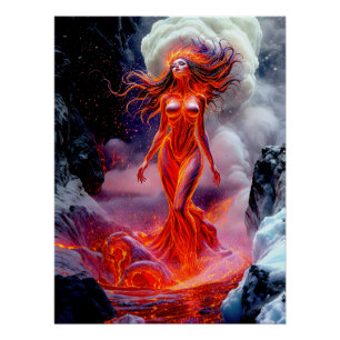 Póster "Nascer do Inferno" - Retrato da Mulher Vulcânica